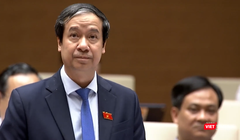 Bộ trưởng Bộ Giáo dục và Đào tạo Nguyễn Kim Sơn phát biểu tại phiên thảo luận của Quốc hội.