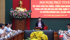 Hội nghị được kết nối trực tuyến đến 9 huyện, thành của tỉnh, với tổng số trên 1.250 cán bộ, đảng viên tham gia.