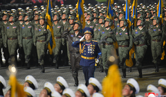 Các lực lượng quân đội tham gia Lễ duyệt binh được tổ chức nhân dịp kỷ niệm 90 năm ngày thành lập Quận đội Nhân dân Triều Tiên vào tháng 4/2022.