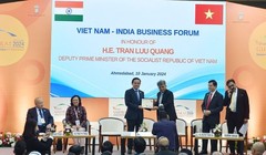 Phó Thủ tướng Chính phủ Trần Lưu Quang cùng các đại biểu dự Diễn đàn doanh nghiệp Việt Nam - Ấn Độ.