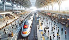 Phối cảnh đường sắt tốc độ cao trên trục Bắc - Nam.