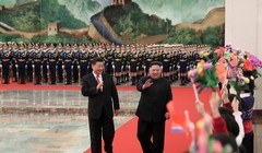 Chủ tịch Trung Quốc Tập Cận Bình và Chủ tịch Triều Tiên Kim Jong-un trong chuyến thăm Bắc Kinh hồi tháng 1 năm nay (Ảnh: AP)