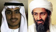 Hamza bin Laden (trái) và cha mình là trùm khủng bố Osama bin Laden (Ảnh: Getty)