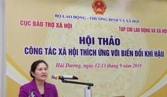 Thứ trưởng Bộ Lao động -Thương binh và Xã hội Nguyễn Thị Hà phát biểu tại hội thảo (Ảnh: Khánh Duy)