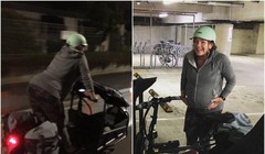 Nữ nghị sĩ Julie Anne Genter đạp xe tới bệnh viện để sinh con (Ảnh: Facebook).