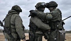 Các binh sĩ tham gia cuộc tập trận chung Nga-Belarus ở vùng Brest, Belarus ngày 19/2 (Ảnh: Sputnik)