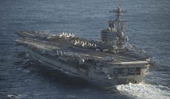 Tàu sân bay USS George Washington của Mỹ trên biển Địa Trung Hải ngày 5/2/2017 (Ảnh: CNN)