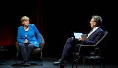 Cựu Thủ tướng Đức Angela Merkel trong buổi phỏng vấn ngày 7/6 (Ảnh: AP)