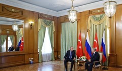 Tổng thống Thổ Nhĩ Kỳ Recep Tayyip Erdogan và Tổng thống Nga Vladimir Putin gặp gỡ tại Sochi, Nga trong tuần trước (Ảnh: Getty)