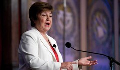 Tổng Giám đốc IMF Kristalina Georgieva trong bài phát biểu tại ĐH Georgetown (Ảnh: AP)