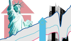 Khoảng cách giữa nền kinh tế Mỹ và châu Âu dự kiến ​​sẽ còn kéo dài (Ảnh: FT)