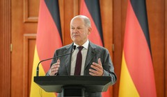 Thủ tướng Đức Olaf Scholz phát biểu tại Chisinau, Moldova ngày 21/8 (Ảnh: Getty)