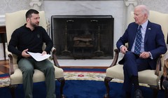 Tổng thống Mỹ Joe Biden (phải) gặp Tổng thống Ukraine Volodymyr Zelensky tại Nhà Trắng ở Washington DC, ngày 26/9 (Ảnh: Getty)