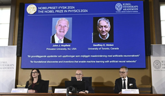 John J. Hopfield (trái), nhà khoa học ở Đại học Princeton (Mỹ), và Geoffrey E. Hinton, giáo sư tại Đại học Toronto (Canada) đoạt giải Nobel Vật lý năm nay (Ảnh: AP)