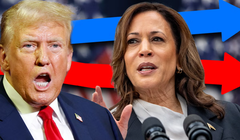 Hai ứng viên Donald Trump và Kamala Harris đang có cuộc đua sát nút (Ảnh: Independent)