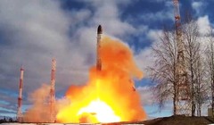 Một vụ phóng thử tên lửa đạn đạo liên lục địa Sarmat của Nga. Ảnh: Sputnik.