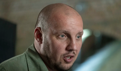 Ông Vadym Sukharevskyi, Tư lệnh Lực lượng Hệ thống Không người lái của Ukraine ở Kiev vào tháng 8. Ảnh: Getty.