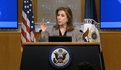 Người phát ngôn Bộ Ngoại giao Mỹ Tammy Bruce. Ảnh: Getty.