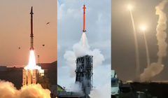 Hệ thống David's Sling và Barak 8 phóng tên lửa phòng không và cảnh Iran phóng tên lửa. Ảnh: MW.
