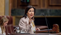 Bộ trưởng Quốc phòng Tây Ban Nha Margarita Robles tại Đại hội đại biểu ở Madrid, ngày 18/6. Ảnh: Getty.
