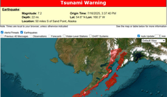 Cảnh báo sóng thần được đưa ra sau trận động đất. Ảnh: Getty.