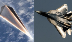Ảnh đồ họa về vũ khí siêu thanh và chiến đấu cơ Su-57 của Nga. Ảnh: MW.