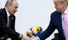 Tổng thống Nga Vladimir Putin tham dự cuộc gặp với Tổng thống Mỹ Donald Trump tại hội nghị thượng đỉnh G-20 ở Osaka, Nhật Bản, vào ngày 28/6/2019. Ảnh: AFP.