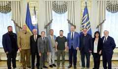 Tổng thống Ukraine Volodymyr Zelensky và lãnh đạo Đại hội Thế giới Người Ukraine. Ảnh: Kyiv Post.