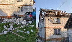 Thiệt hại tại một khu nhà dân do vật thể chưa xác định tấn công trong vụ việc mà Ba Lan tố là UAV Nga xâm nhập không phận vào đêm ngày 9-10/9. Ảnh: Polsat news.