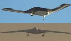 Nguyên mẫu B-21 đầu tiên trong chuyến bay thử nghiệm đầu tiên. Ảnh: MW.