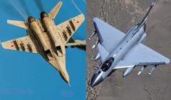 Chiến đấu cơ MiG-29 (trái) do Nga sản xuất và J-10C của Trung Quốc. Ảnh: MW.