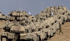 Xe tăng Israel gần biên giới với dải Gaza vào ngày 17/9. Ảnh: Getty.