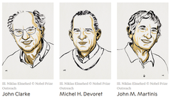 Ba nhà khoa học đến từ Anh, Pháp và Mỹ giành giải Nobel Vật lý 2025. Ảnh: Nobelprize.org.