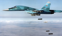 Chiến đấu cơ Su-34 trong một nhiệm vụ ném bom. Ảnh: MW.