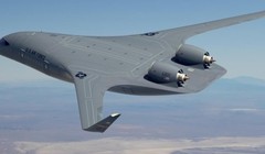 Ảnh đồ họa về mẫu máy bay có thân và cánh hòa quyện với nhau. Ảnh: MW.