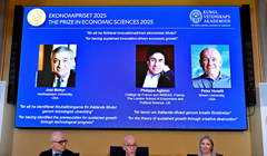 Ba nhà kinh tế học Joel Mokyr, Philippe Aghion và Peter Howitt đã giành giải Nobel Kinh tế năm 2025. Ảnh: Reuters.