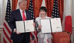 Tổng thống Mỹ Donald Trump và Thủ tướng Nhật Bản Sanae Takaichi tại Tokyo vào ngày 28/10. Ảnh: Getty.