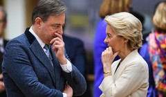 Thủ tướng Bỉ Bart De Wever (trái) trò chuyện với Chủ tịch Ủy ban châu Âu Ursula von der Leyen (phải) tại Brussels, Bỉ, vào ngày 6/3. Ảnh: Getty.