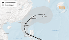 Đường đi dự kiến của siêu bão Fung-wong. Ảnh: Reuters.