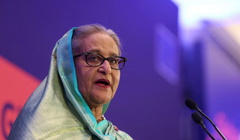 Thủ tướng Bangladesh bị lật đổ Sheikh Hasina tại Brussels, Bỉ ngày 25/10/2023. Ảnh: Reuters.