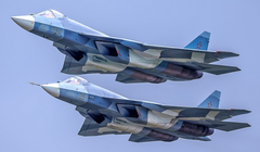 Các chiến đấu cơ thế hệ thứ 5 Su-57 của Không quân Nga. Ảnh: MW.