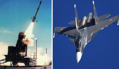 Hệ thống phóng Patriot và máy bay chiến đấu Su-30SM của Nga. Ảnh: MW.
