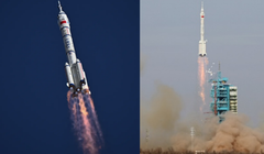 Tên lửa Trường Chinh-2F đưa tàu vũ trụ Thần Châu-20 (trái) và Thần Châu-22 vào quỹ đạo. Ảnh: MW.