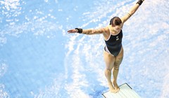 Sofiya Lyskun tại Giải vô địch thể thao dưới nước thế giới 2024. Ảnh: Getty.