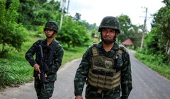 Binh sĩ Thái Lan gần biên giới tranh chấp với Campuchia vào tháng 9. Ảnh: Reuters.