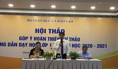TS Thái Văn Tài, quyền Vụ trưởng Vụ giáo dục tiểu học (Bộ GD-ĐT) chủ trì hội thảo. Ảnh: SGGPO

