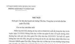 Bức "thư ngỏ" gửi đến các bậc phụ huynh học sinh có con đang theo học tại các trường Tiểu học, THCS trên địa bàn quận Cầu Giấy