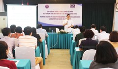 PGS. TS. Lương Ngọc Khuê - Cục trưởng Cục quản lý Khám, chữa bệnh, Bộ Y tế - phát biểu tại lớp tập huấn cập nhật xét nghiệm virus SARS-CoV-2 (Ảnh: Thanh Hằng) 