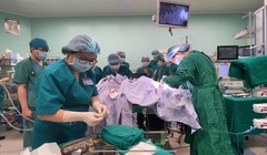 Bác sĩ phẫu thuật tách rời cặp song sinh dính liền (Ảnh: Bệnh viện Nhi đồng Thành phố - TP. Hồ Chí Minh) 