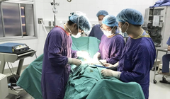 Các bác sĩ phẫu thuật loại bỏ vùng bị hoại tử ở dương vật cho bệnh nhân (Ảnh: BVCC) 